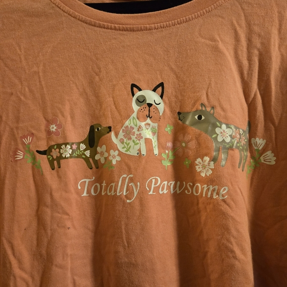 Totally Pawsome Pink Dog Graphic T-Shirt - Picture 2 of 3